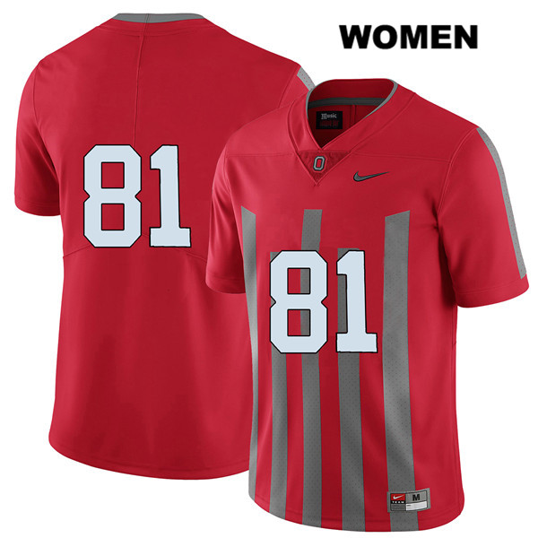 Ohio State Buckeyes Women's Jake Hausmann #81 Red Authentic Nike Elite No Name College NCAA Stitched Football Jersey WQ19G61XY